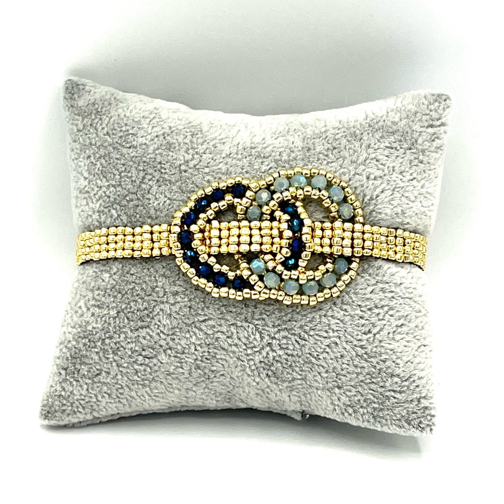 Hand Crafted Gold Beaded Crystal Bracelet